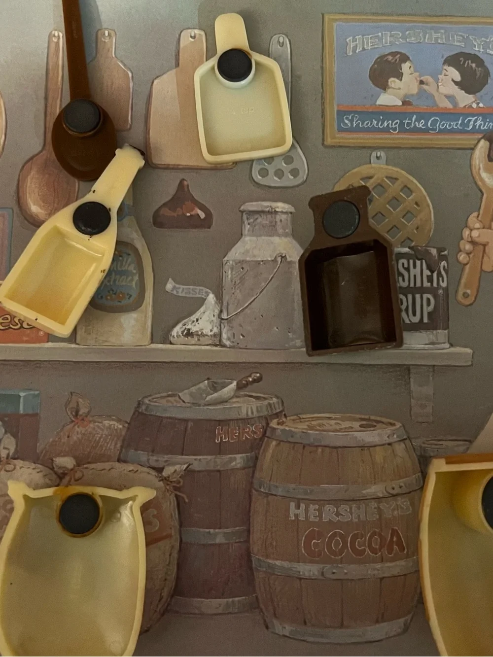 Kitchen Wall Art - Vintage Cocoa Barrel and Chef (Brown, Cream)